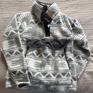 Carhartt Cream & Gray Geometric Sherpa Snap Pullover